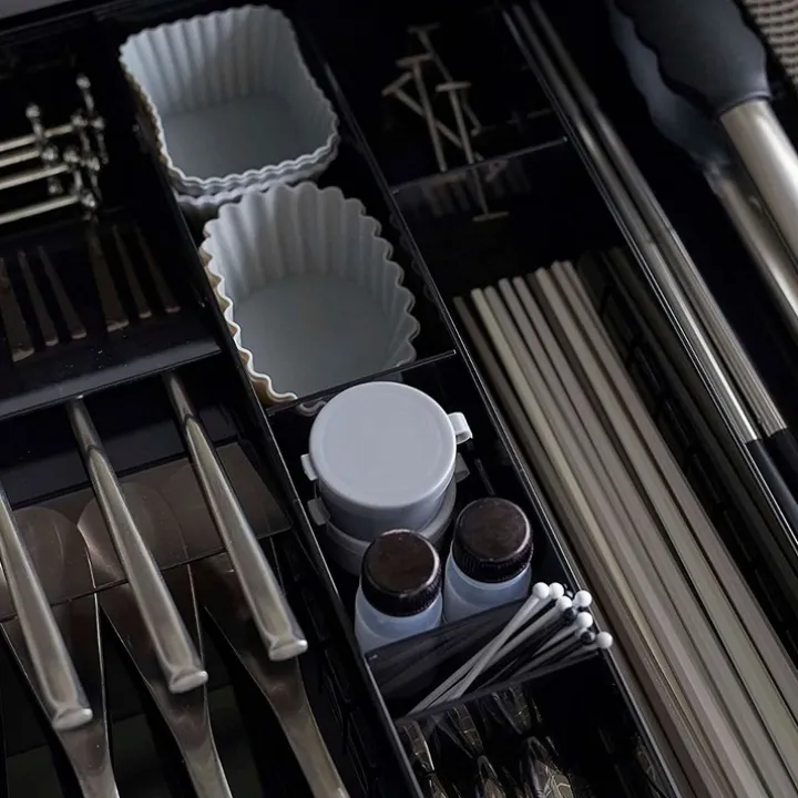 Besticklåda, Justerbar, TOWER CUTLERY CASE, Yamazaki, 35 x 30~47,5 x H 5,5 cm