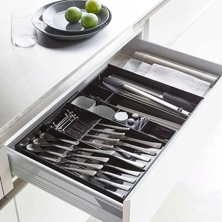 Besticklåda, Justerbar, TOWER CUTLERY CASE, Yamazaki, 35 x 30~47,5 x H 5,5 cm