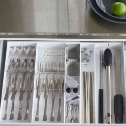 Besticklåda, Justerbar, TOWER CUTLERY CASE, Yamazaki, 35 x 30~47,5 x H 5,5 cm