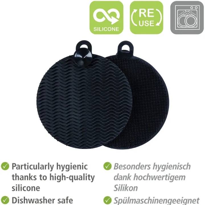 Disksvamp i silikon 2-pack, Svart