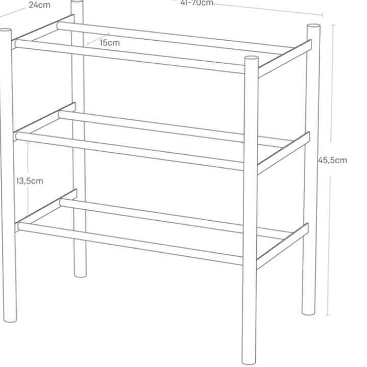 Expanderbar skohylla i trä och metall, 41-70cm, Yamazaki