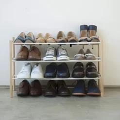 Expanderbar skohylla i trä och metall, 41-70cm, Yamazaki