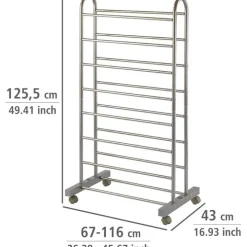 Expanderbar skohylla med hjul, 67-116cm
