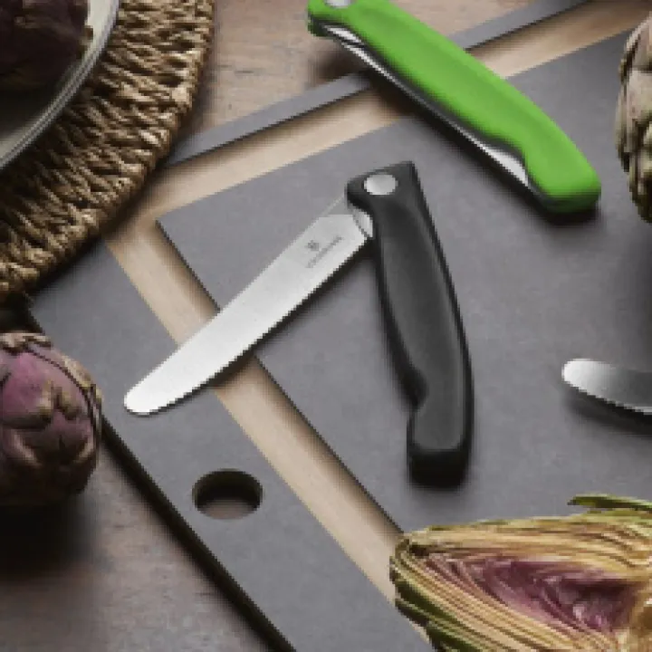 Fällbar picknickkniv med tandat blad
