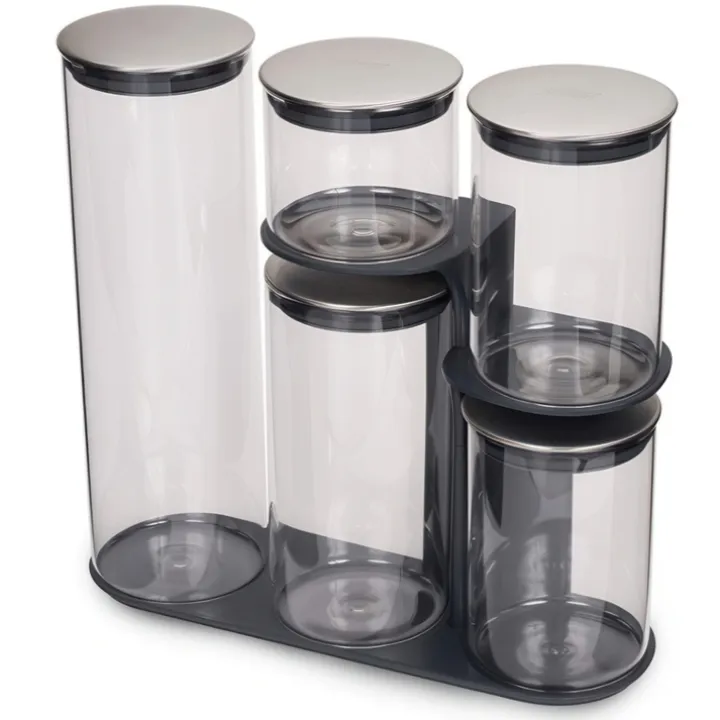Förvaringsburk i glas med ställ 5 delar, Joseph Joseph