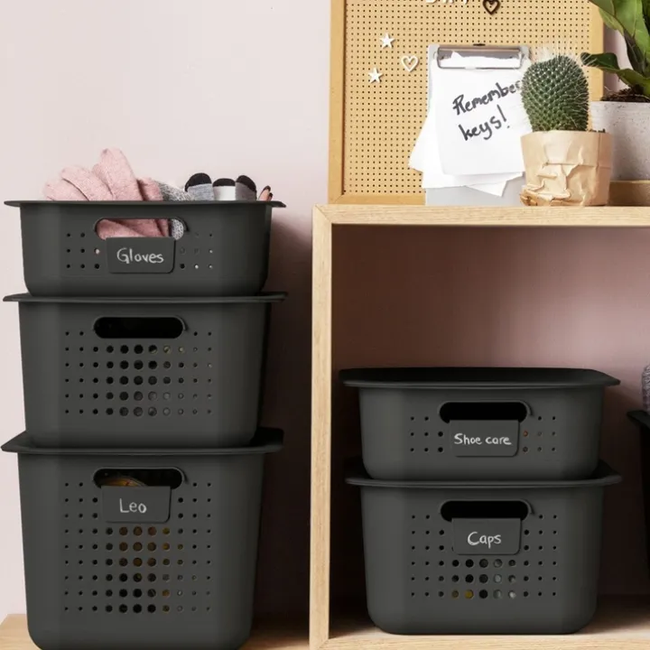 Förvaringskorg i återvunnen plast 6L, SmartStore, Grå