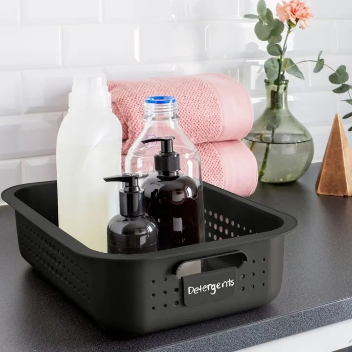 Förvaringskorg i återvunnen plast 6L, SmartStore, Grå