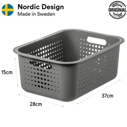 Förvaringskorg i återvunnen plast 10L, SmartStore, Ljusgrå