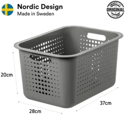 Förvaringskorg i återvunnen plast 13L, SmartStore, Grå