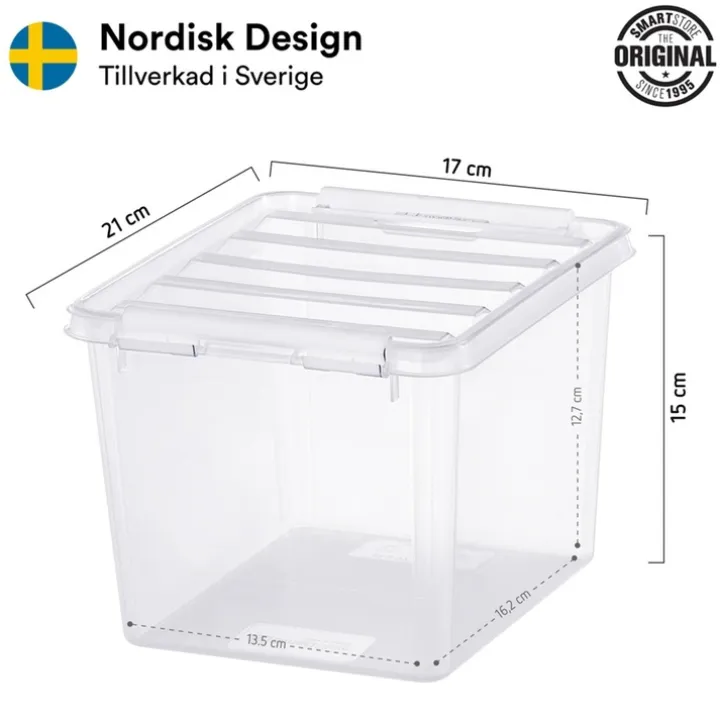 Förvaringslåda 3l, SmartStore, Klar/svart