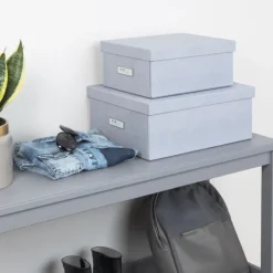 Förvaringslåda med etiketthållare, Karin canvas, Bigso
