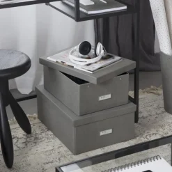 Förvaringslåda med etiketthållare, Karin canvas, Bigso