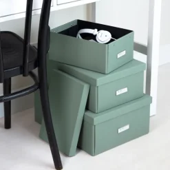 Förvaringslåda med etiketthållare, Karin canvas, Bigso
