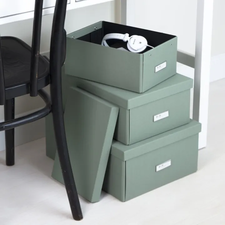 Förvaringslåda med etiketthållare, Katia canvas, Bigso, Grön
