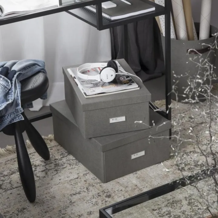 Förvaringslåda med etiketthållare, Katrin canvas, Bigso