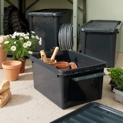 Förvaringslåda med lock i återvunnen plast 31L, SmartStore, Grå
