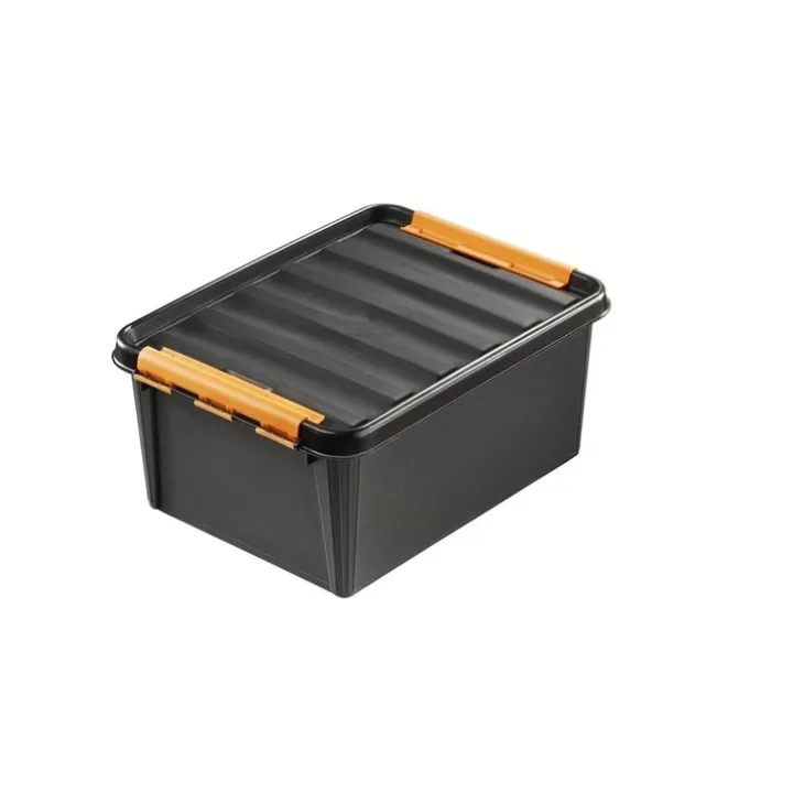 Förvaringslåda med lock 14L, SmartStore Pro, Svart/orange