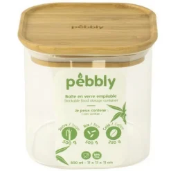 Glasburk med bambulock 0,8L, Pebbly