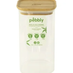 Glasburk med bambulock 1,4L, Pebbly