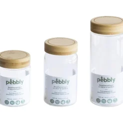 Glasburk med bambulock 0,85L, Pebbly
