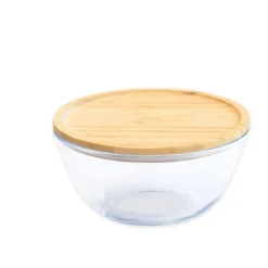 Glasskål med bambulock 0,77L, Pebbly