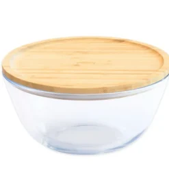 Glasskål med bambulock 2,6L, Pebbly