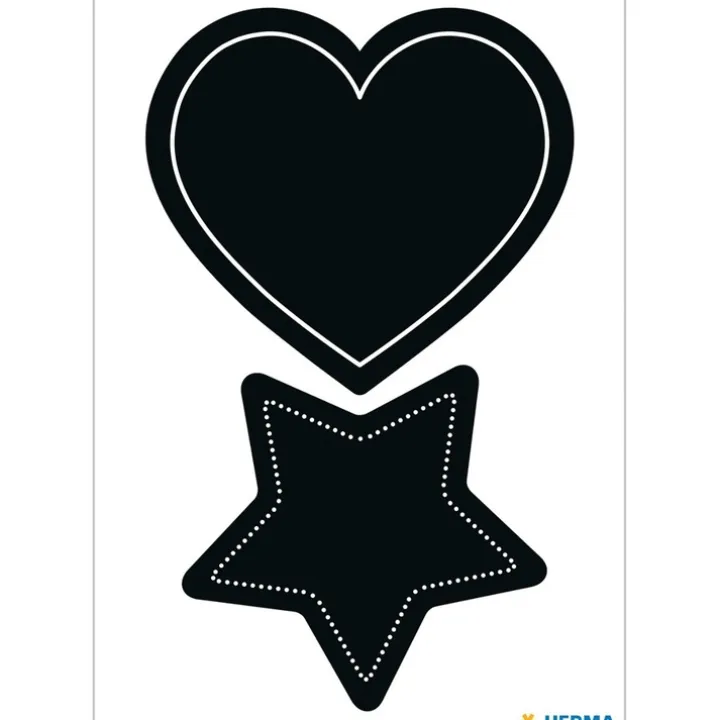 Griffel-Etiketter, HERMA LARGE HEART / STAR, 4 st, Svarta
