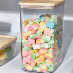Hög förvaringsburk med trälock 3L, iDesign