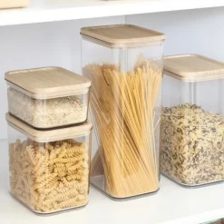 Hög förvaringsburk med trälock 4L, iDesign