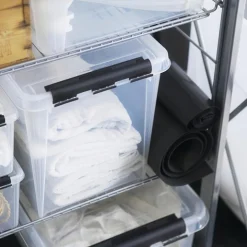 Hög förvaringslåda med lock 25L, SmartStore, Klar/svart