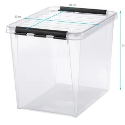 Hög förvaringslåda med lock 25L, SmartStore, Klar/svart