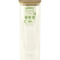 Hög glasburk med bambulock 2,2L, Pebbly