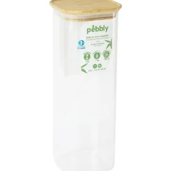 Hög glasburk med bambulock 2,2L, Pebbly
