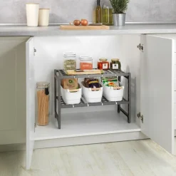 Justerbar förvaringshylla under diskbänk, 45-80cm