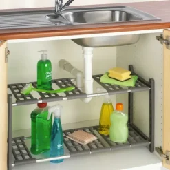 Justerbar förvaringshylla under diskbänk, 45-80cm