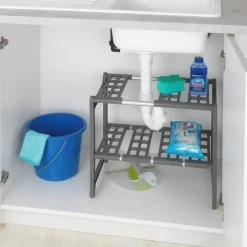 Justerbar förvaringshylla under diskbänk, 45-80cm