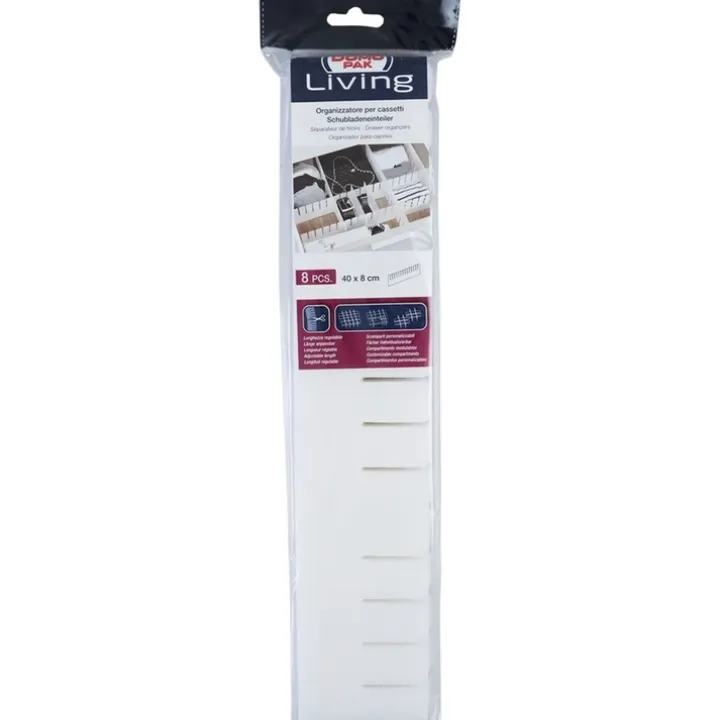Justerbar lådavdelare 8-pack, Domopak, Vit