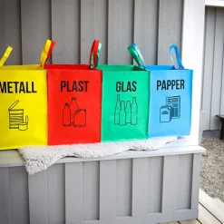 Källsortering glas, papper, metall & plast