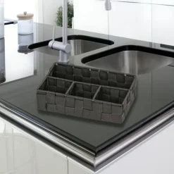 Korg med 4 fack, ADRIA, Liten, 17 x 26 x H6,5 cm, svart