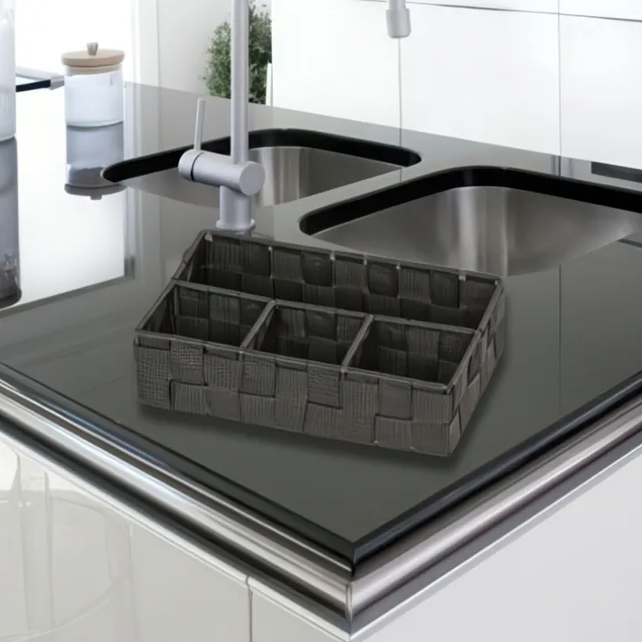 Korg med 4 fack, ADRIA, Liten, 17 x 26 x H6,5 cm, svart