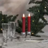 Kort batteridrivet stearinljus, Röd 2-pack
