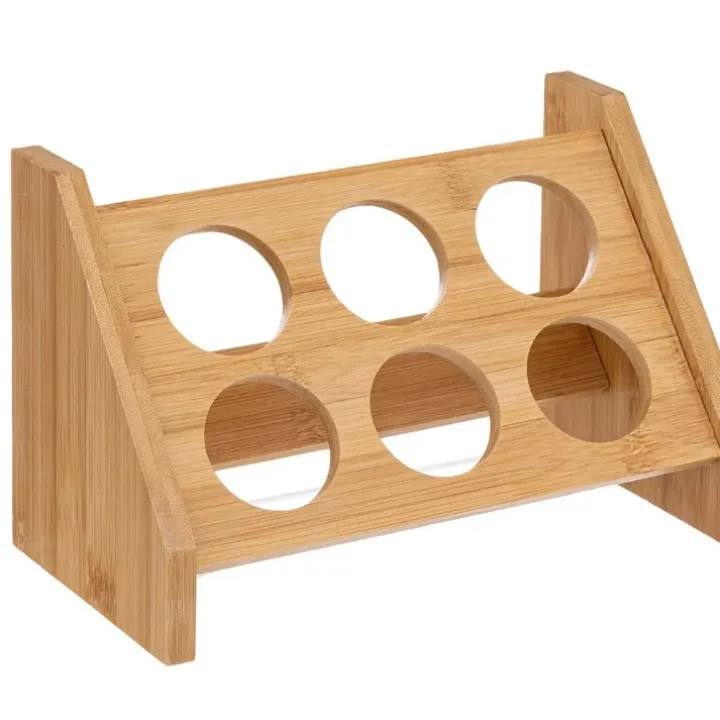 Kryddställ i bambu med 6 glasburkar, BAMBOO SPICE RACK, Natur