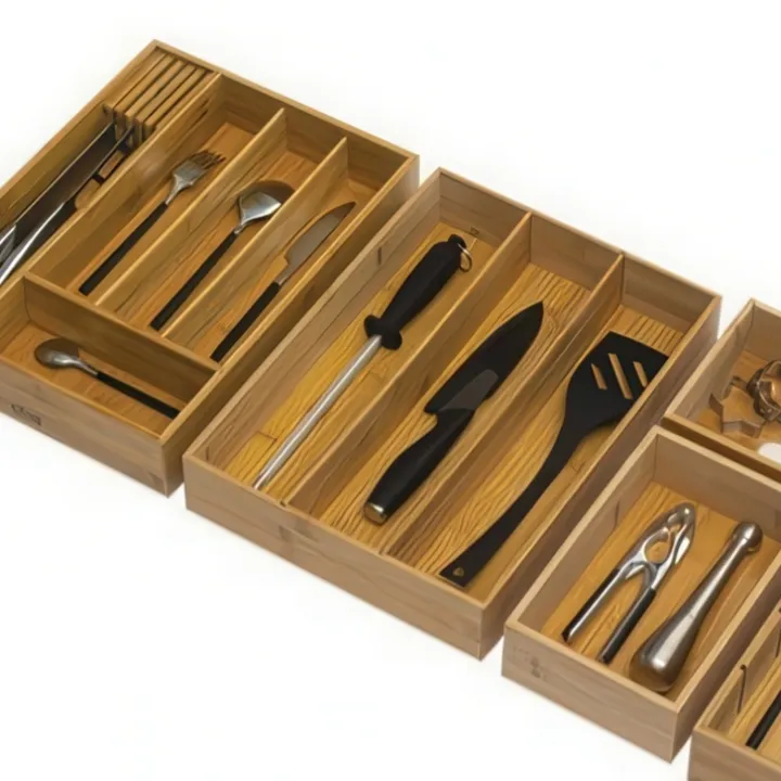Lådinsats i bambu 3 fack, 38x28cm, 5five