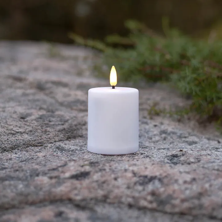 Litet blockljus med skymningssensor, Vit