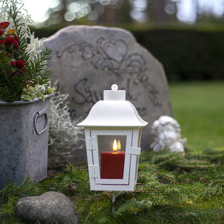 Litet blockljus med skymningssensor, Röd