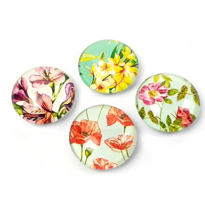 Magnet i glas 4-pack, Blommor