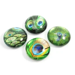 Magnet i glas 4-pack, Påfågel