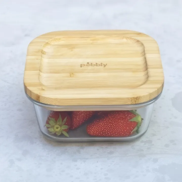 Matlåda i glas med bambulock 0,52L, Pebbly