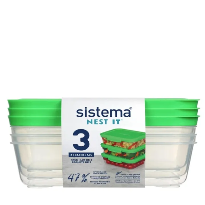 Matlåda i plast 3-pack 1L, Sistema