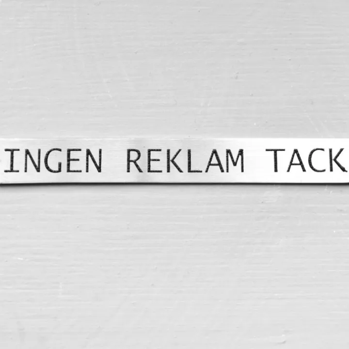 Metallskylt, Ingen reklam tack